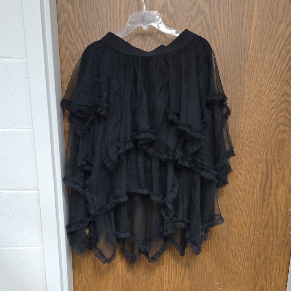 LIGHTWEIGHT GOTHIC PUNK FAIRY MIDI SKIRT BLACK XL